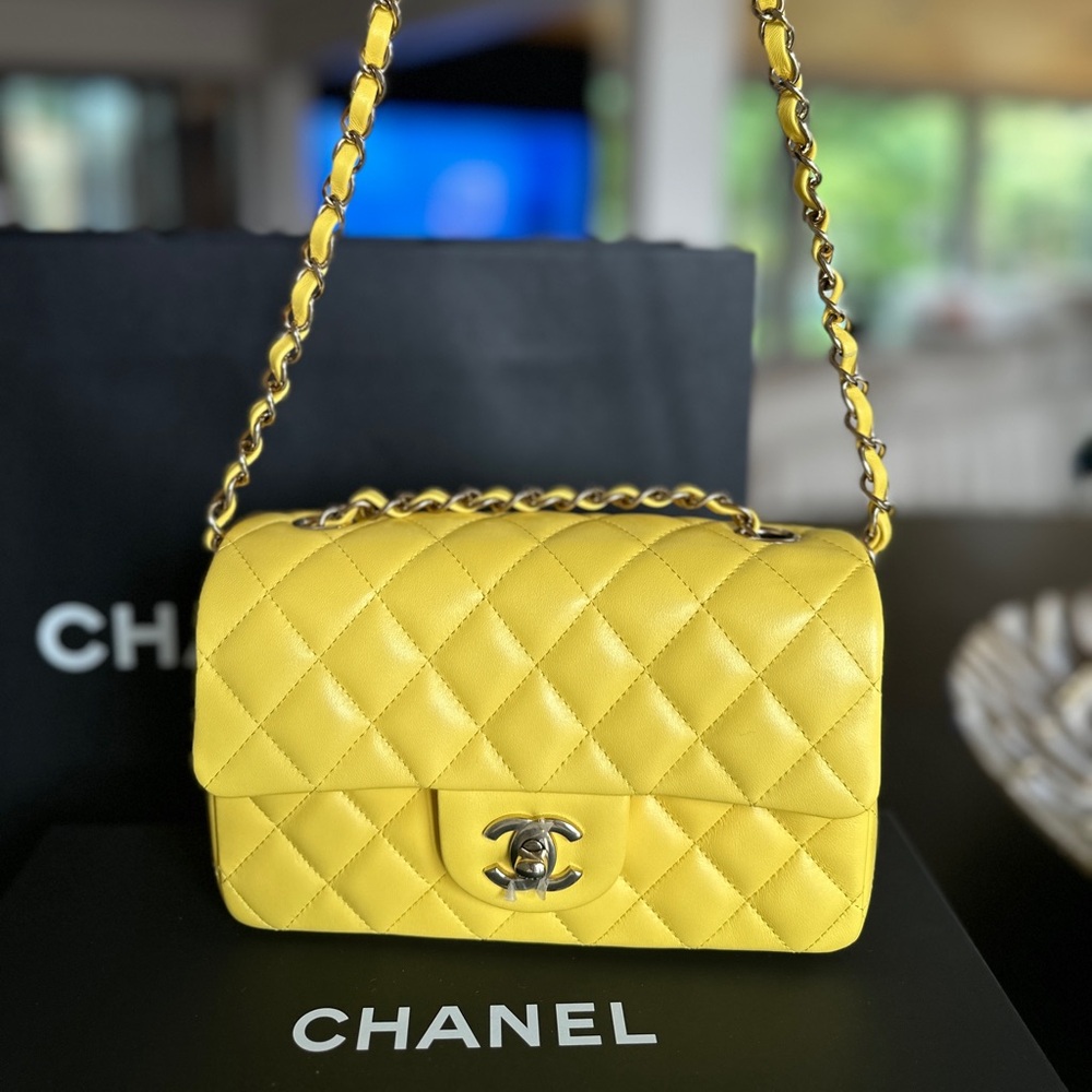 FULL SET - CHANEL Classic Rectangle Mini (Yellow with Champagne Gold HW)